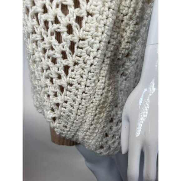 Handmade Crochet Vintage Vest  OS Cream  Crochet Polyester Blend - Picture 3 of 16